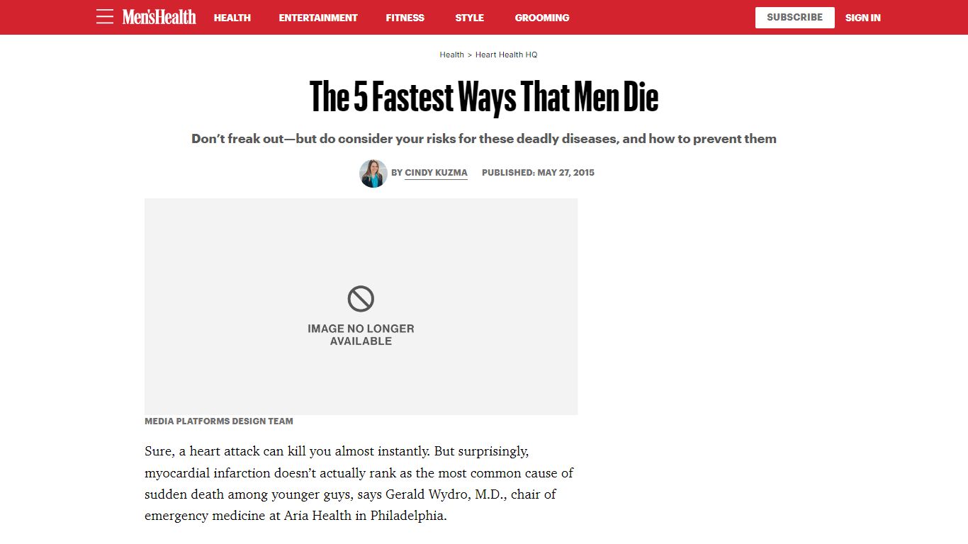 The 5 Fastest Ways That Men Die - Men's Health